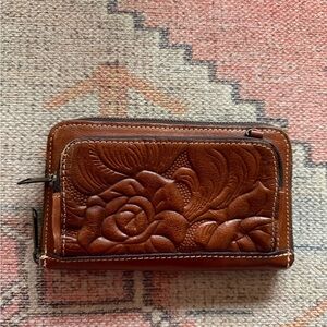 Patricia Nash Tooled Brown Leather Wallet